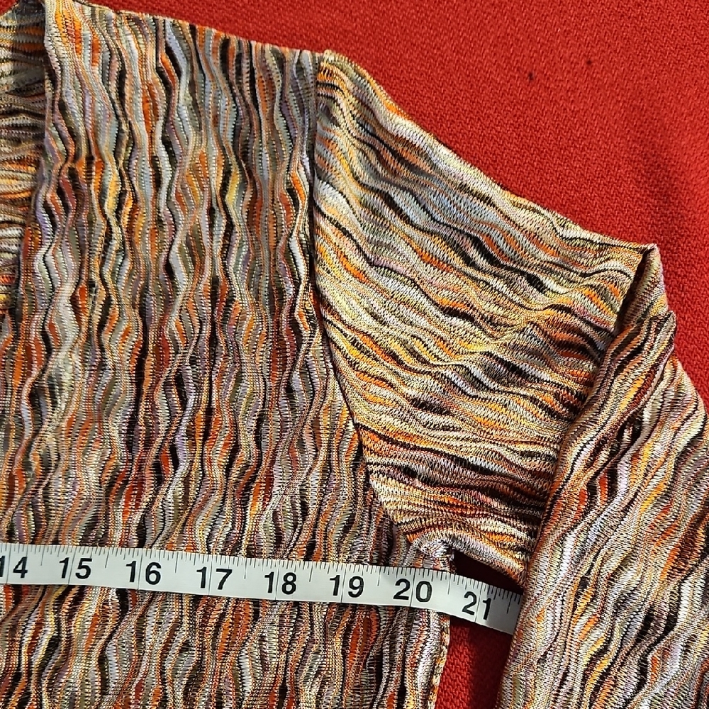 Chico's  multicolor abstract print tie front cardigan top sz.2 Med. 3/4 sleeves - Picture 4 of 7